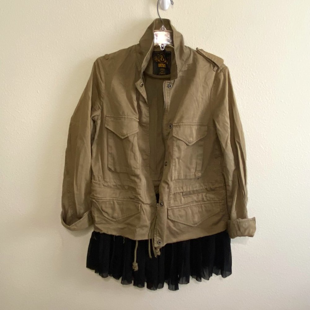 Rare Diesel Military Tunic Jacket w/ detachable chiffon peplum skirt. *Closet1